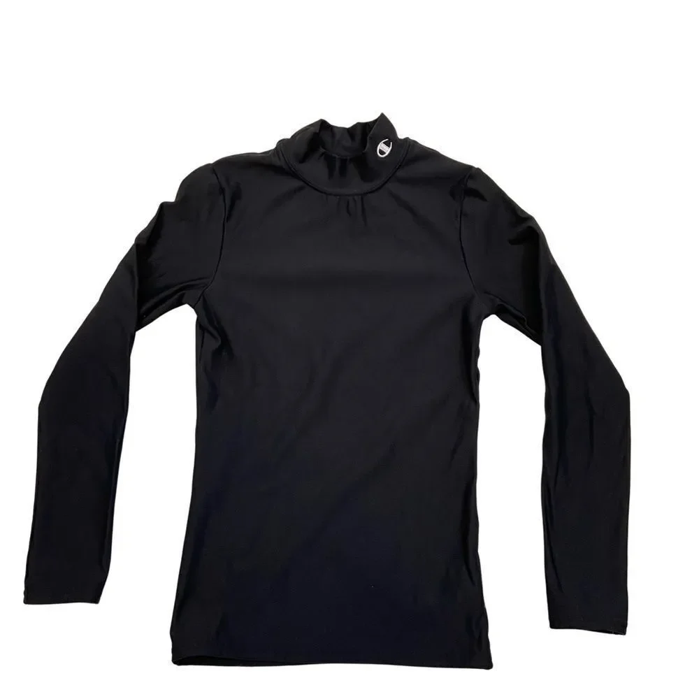 Boys Champion Cold Weather Gear Black Long Sleeved‎ Mock Neck Layering Top S 7/8